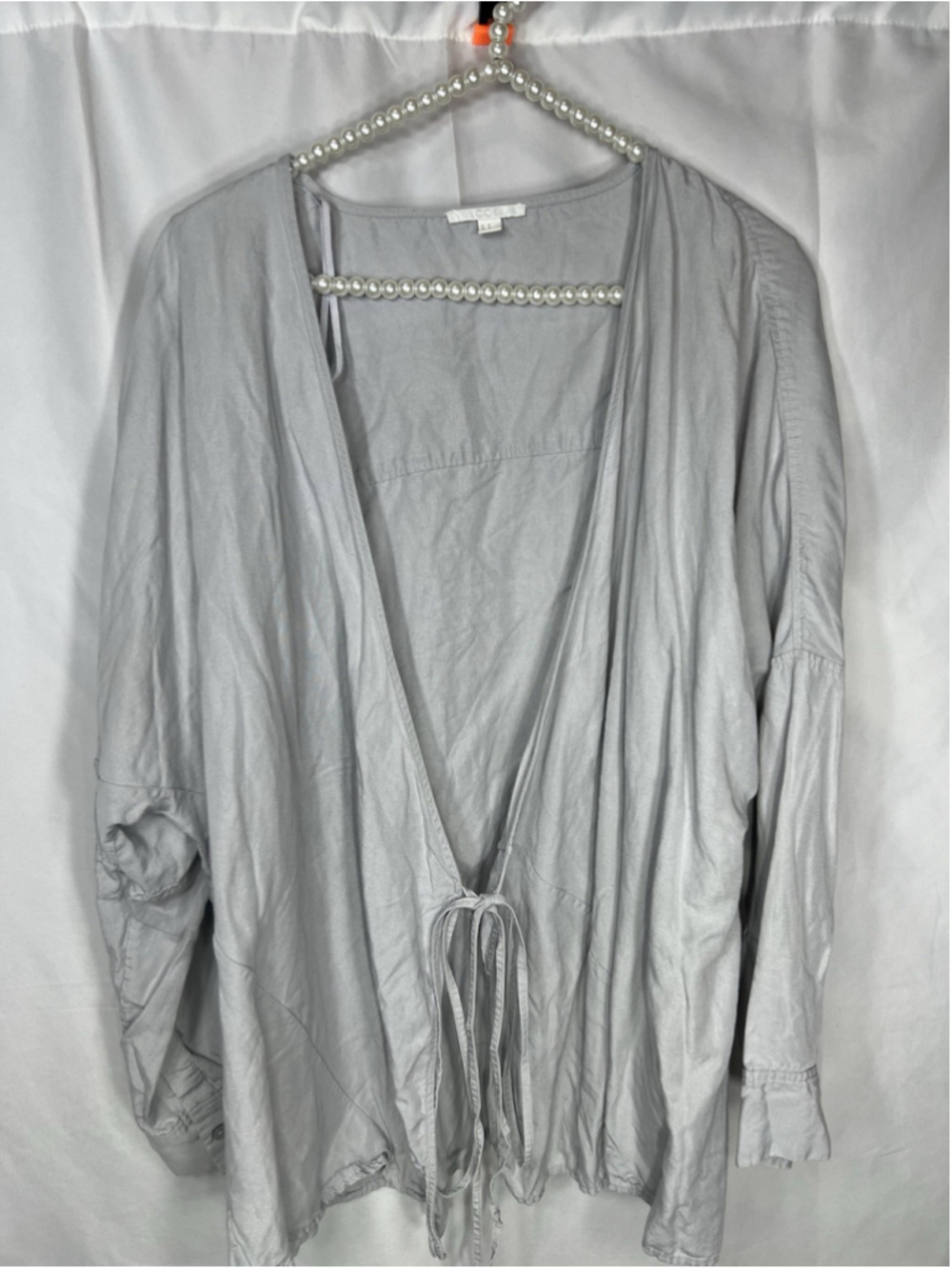 COS Women’s Wrap Top Sz M Minimalist Business Casual Blouse Linen Blend Gray